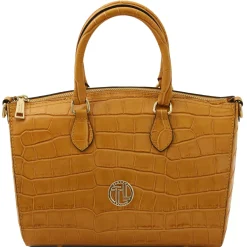 Bauletto aus Leder mit Kroko-Prägung