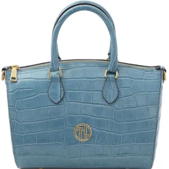 Bauletto aus Leder mit Kroko-Prägung