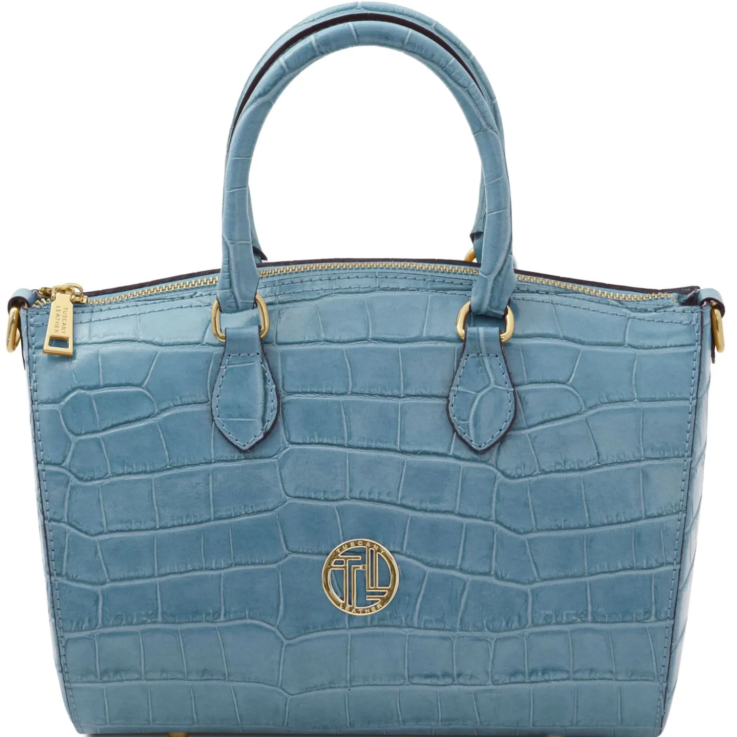 Bauletto aus Leder mit Kroko-Prägung