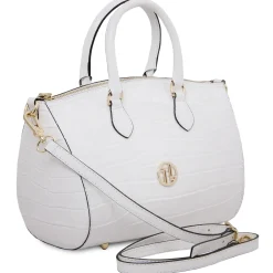 Bauletto aus Leder mit Kroko-Prägung