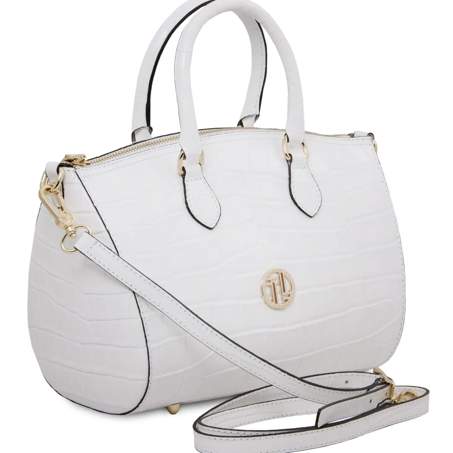 Bauletto aus Leder mit Kroko-Prägung