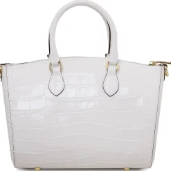 Bauletto aus Leder mit Kroko-Prägung