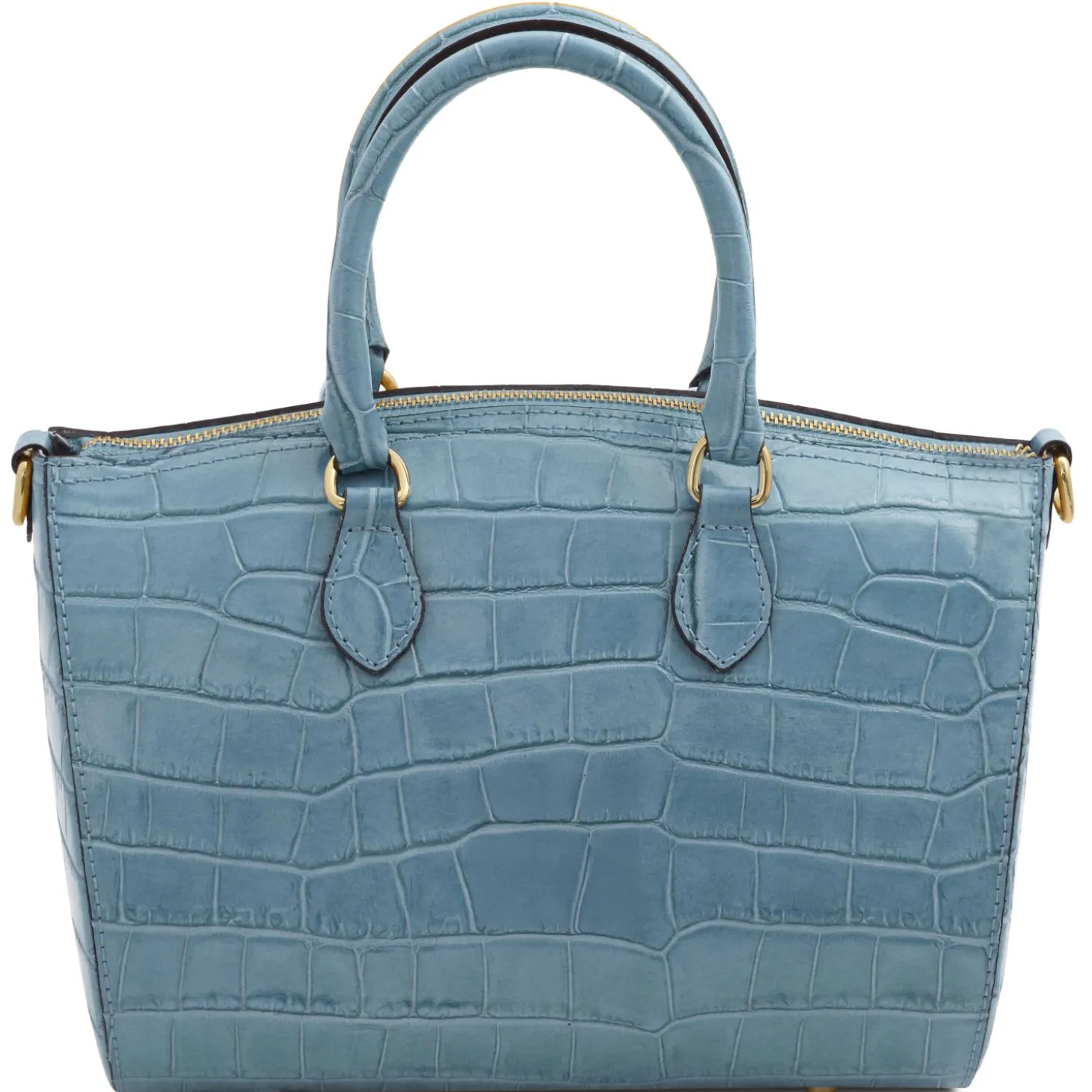 Bauletto aus Leder mit Kroko-Prägung