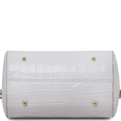 Bauletto aus Leder mit Kroko-Prägung