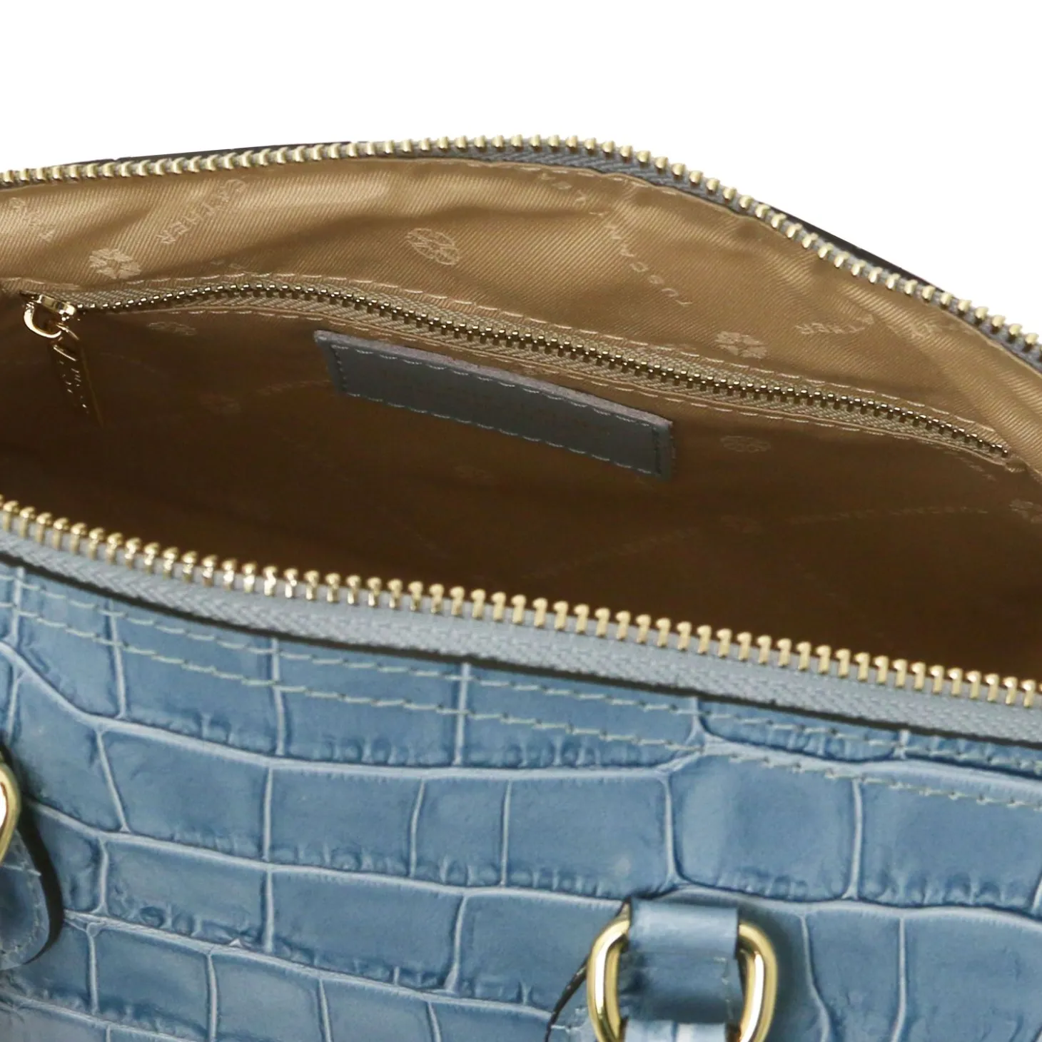 Bauletto aus Leder mit Kroko-Prägung