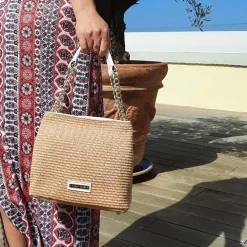Beuteltasche mit Stroheffekt