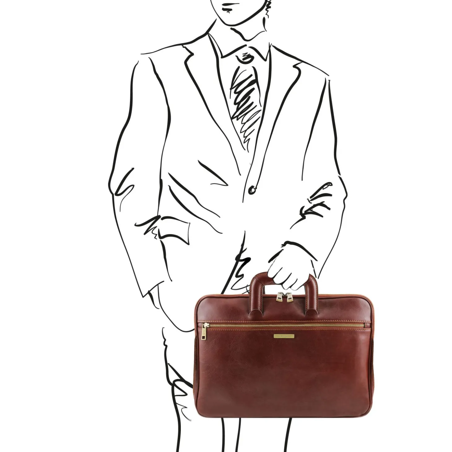 Dokumenten - Tasche aus Leder