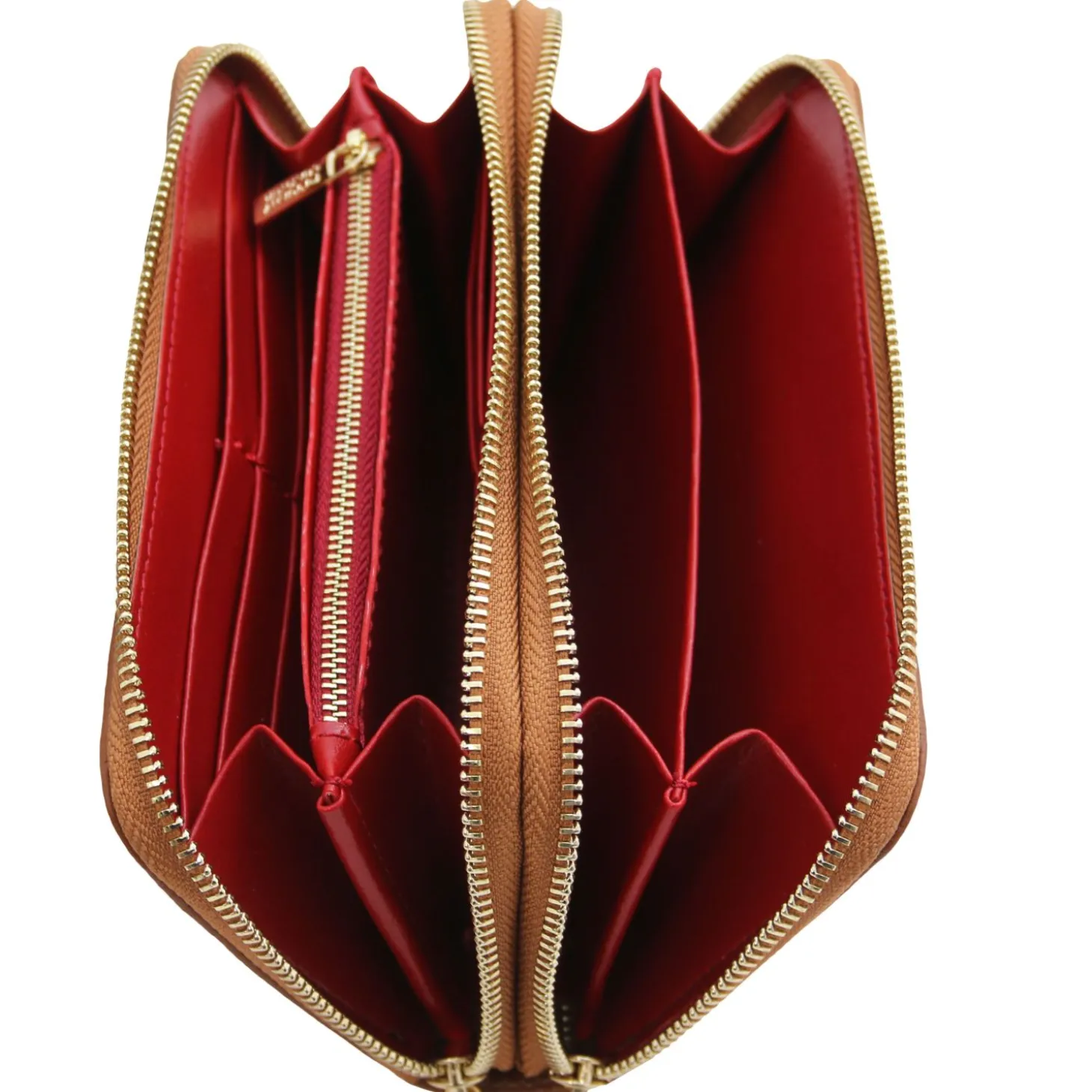 Doppel Rundum-Reißverschluss Damenbrieftasche aus Leder