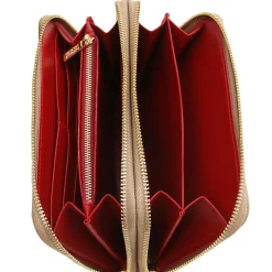 Doppel Rundum-Reißverschluss Damenbrieftasche aus Leder