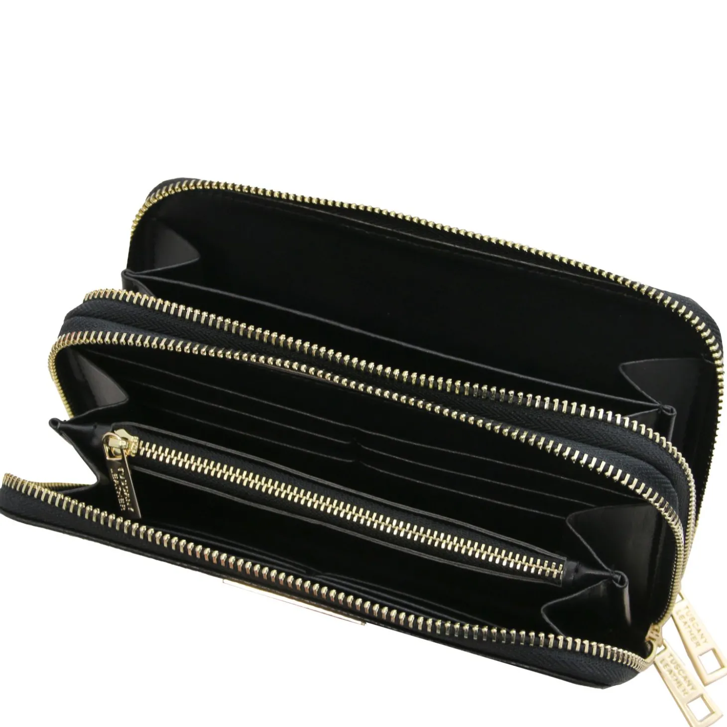 Doppel Rundum-Reißverschluss Damenbrieftasche aus Leder