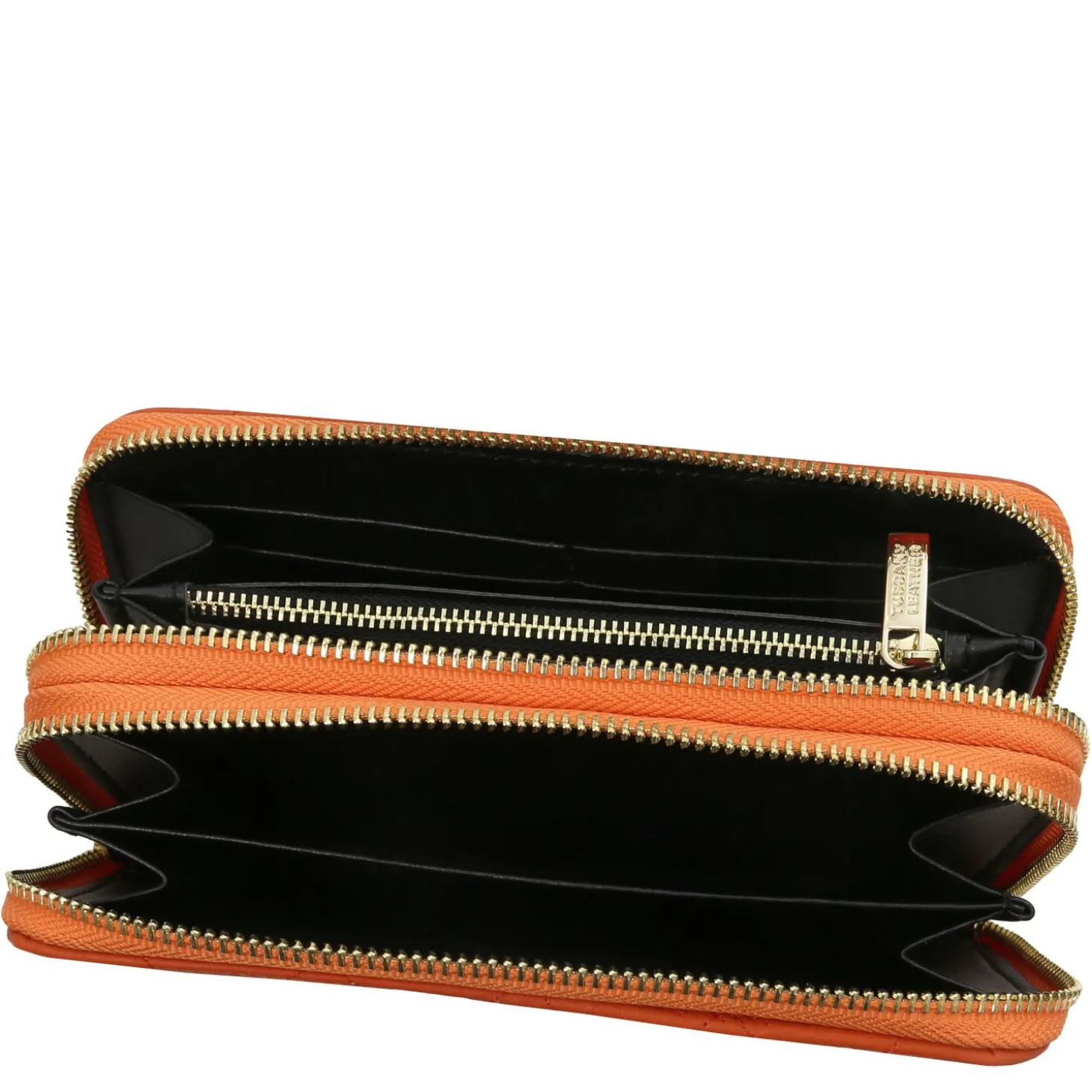 Doppel Rundum-Reißverschluss Damenbrieftasche aus Weichem Leder