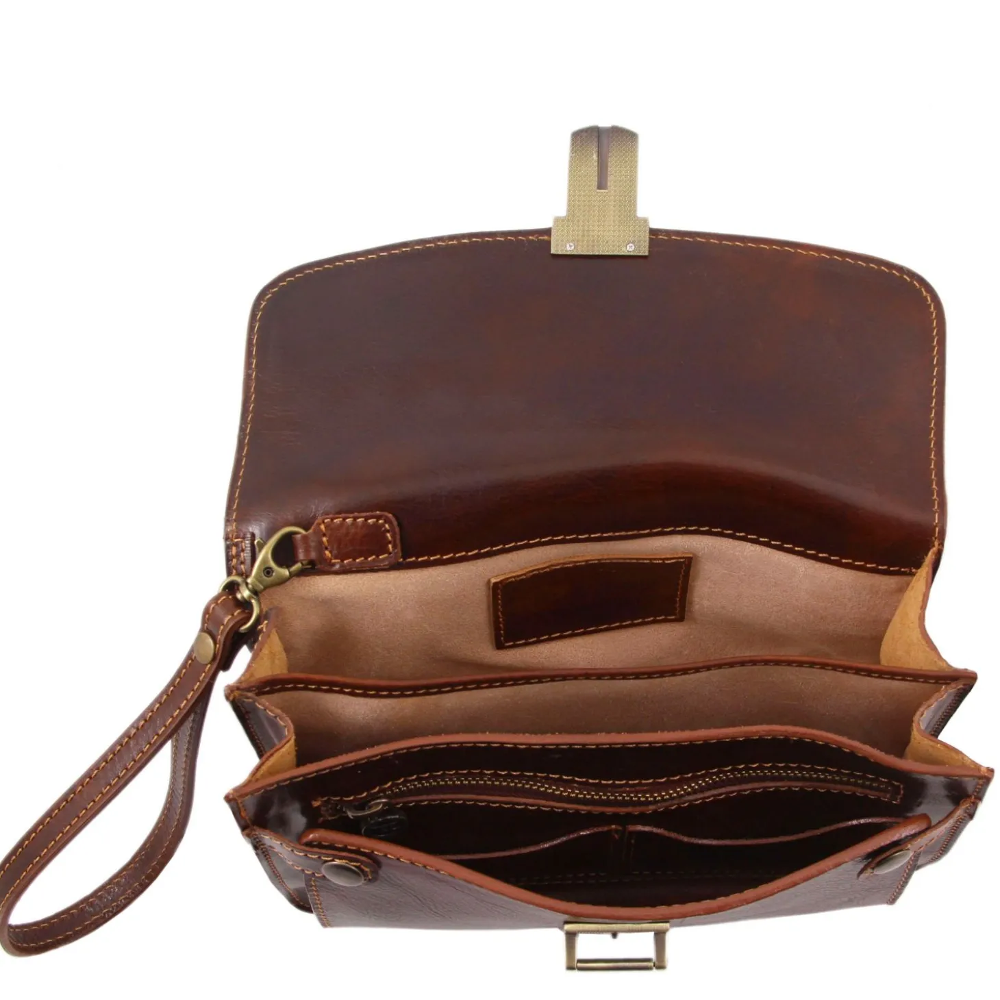 Elegante Handgelenktasche/Herrentasche aus Leder