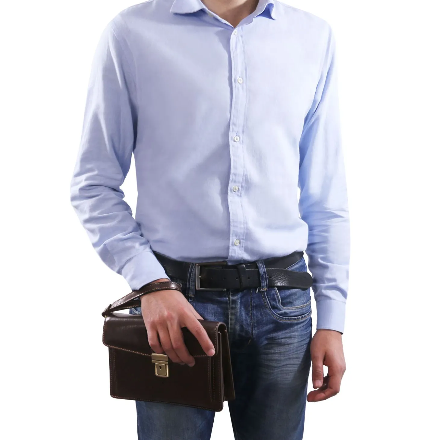 Elegante Handgelenktasche/Herrentasche aus Leder