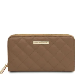 Exklusive Damenbrieftasche aus Weichem Leder mit Rundum-Reißverschluss