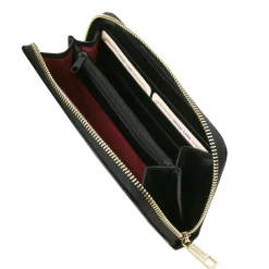 Exklusive Damenbrieftasche aus Leder mit Rundum-Reißverschluss