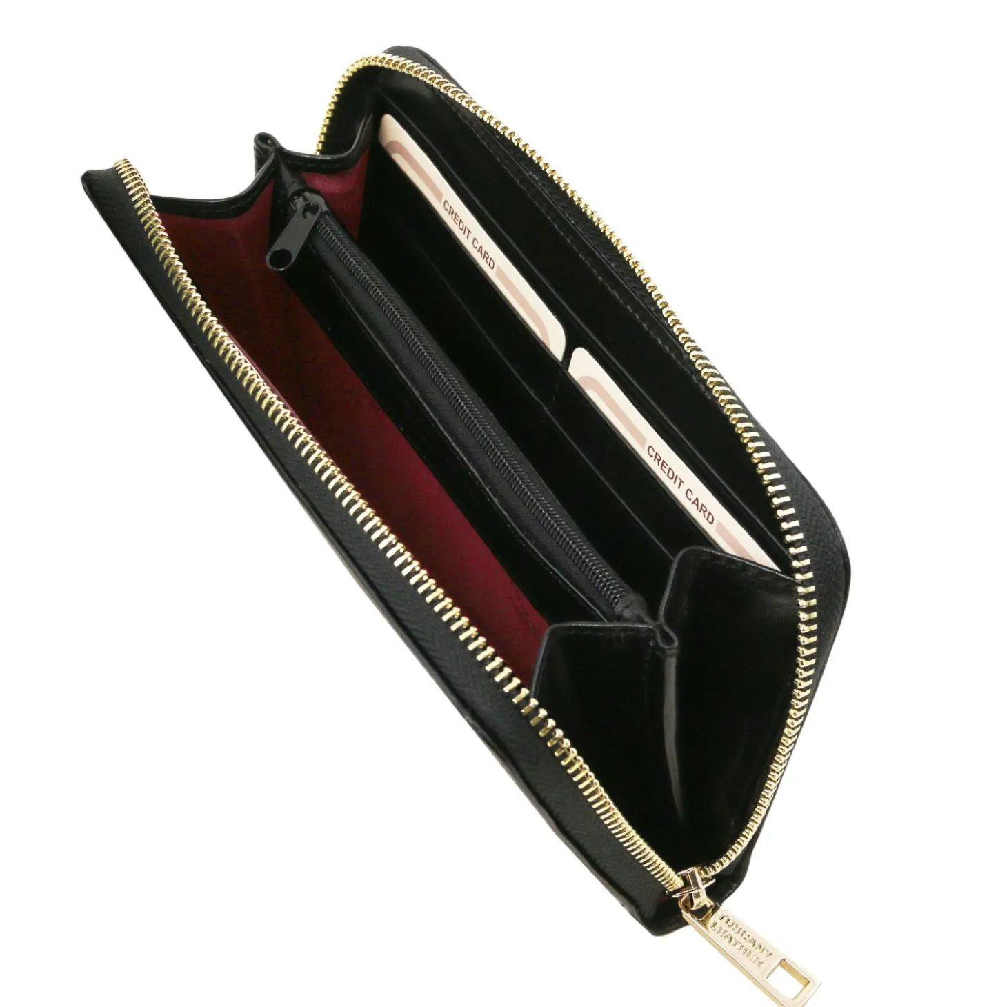 Exklusive Damenbrieftasche aus Leder mit Rundum-Reißverschluss