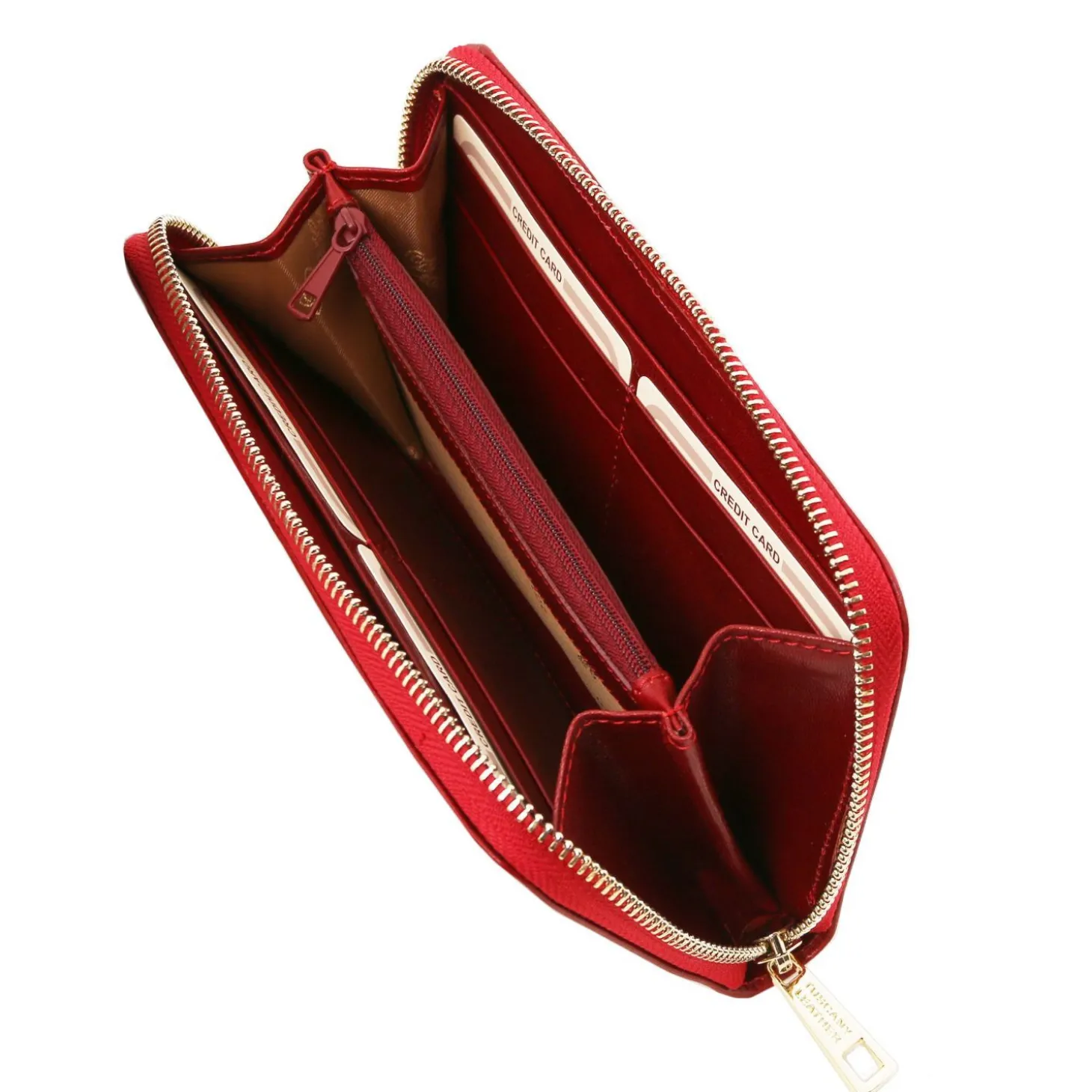 Exklusive Damenbrieftasche aus Leder mit Rundum-Reißverschluss