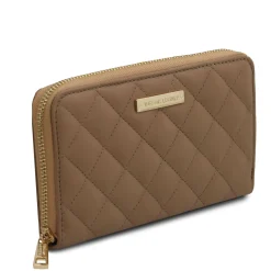 Exklusive Damenbrieftasche aus Weichem Leder mit Rundum-Reißverschluss