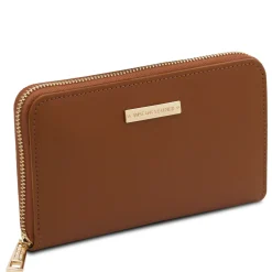 Exklusive Damenbrieftasche aus Leder mit Rundum-Reißverschluss