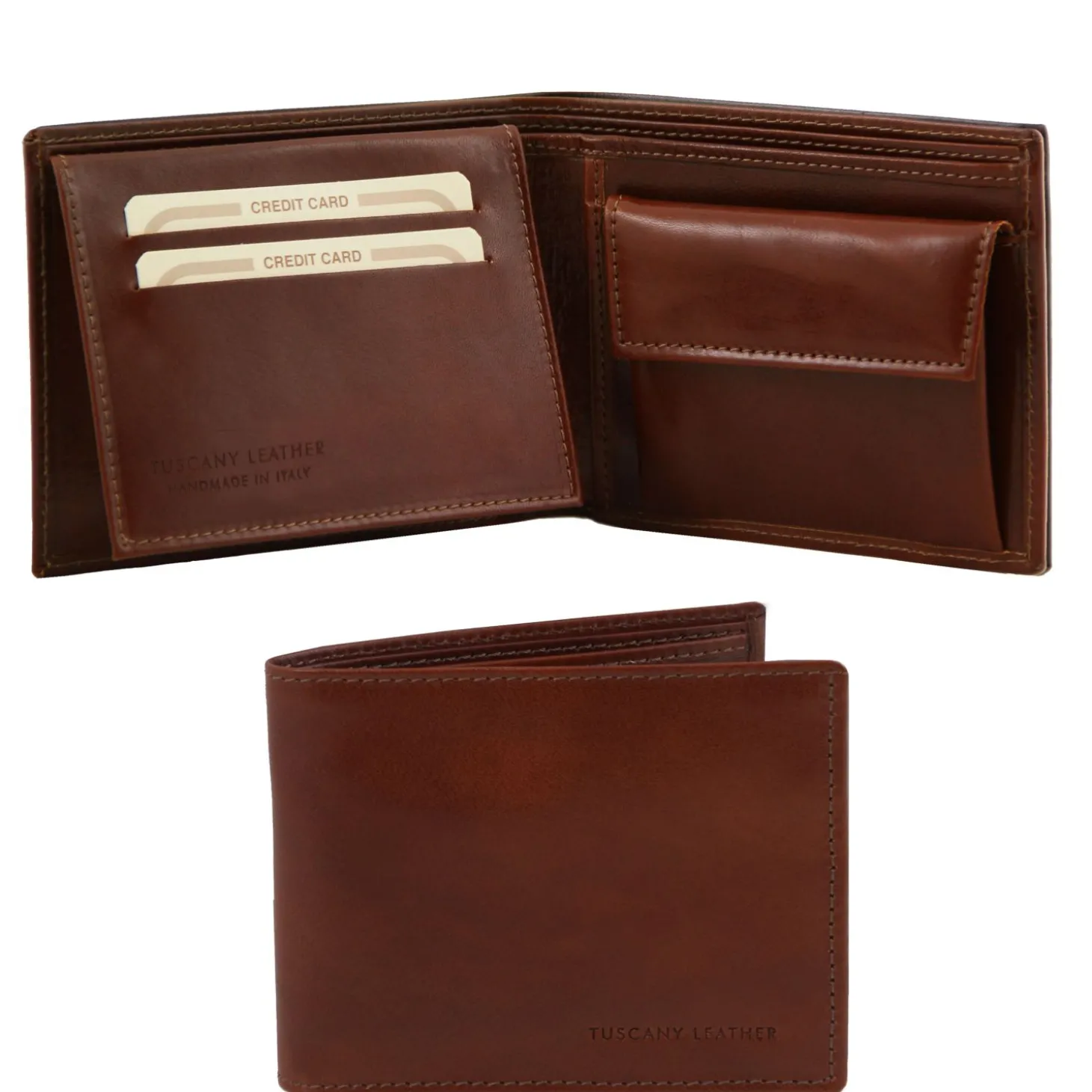 Exklusive Herren Brieftasche aus Leder mit 2 Scheinfächern und Münzfach