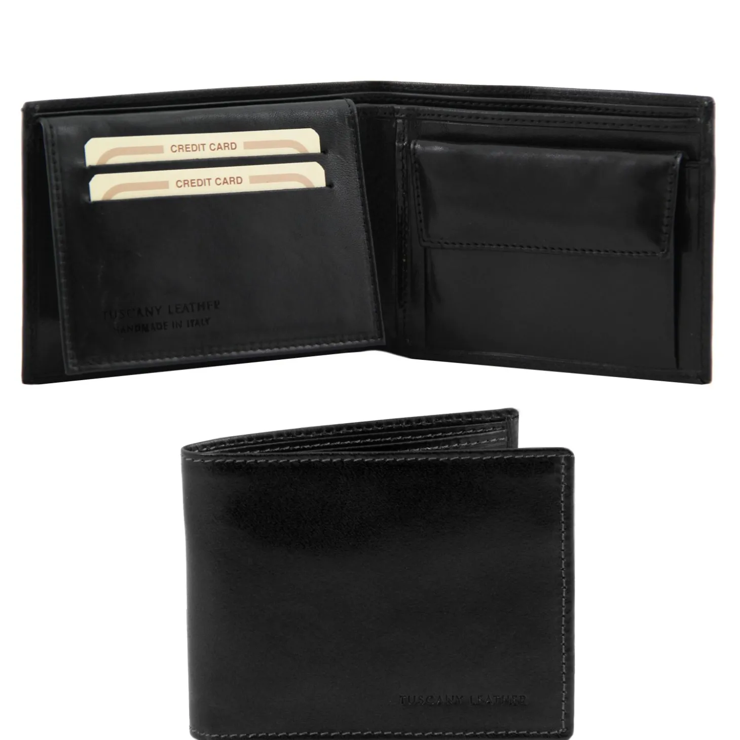 Exklusive Herren Brieftasche aus Leder mit 2 Scheinfächern und Münzfach