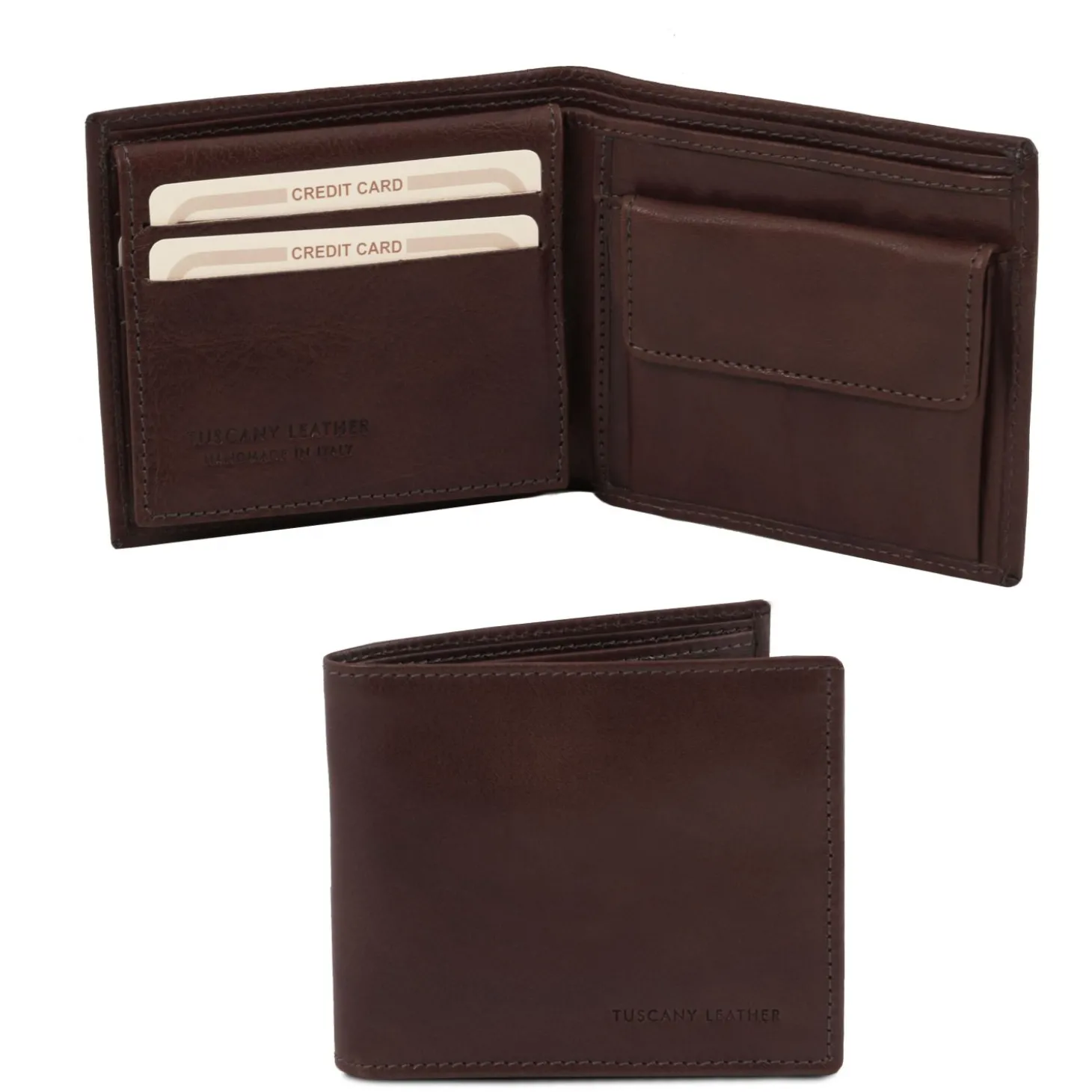 Exklusive Herren Brieftasche aus Leder mit 3 Scheinfächern und Münzfach