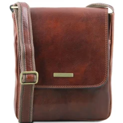 Herrentasche aus Leder mit Reißverschlussfach