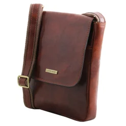 Herrentasche aus Leder mit Reißverschlussfach
