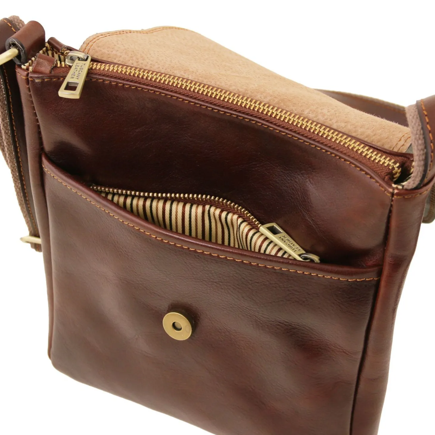 Herrentasche aus Leder mit Reißverschlussfach