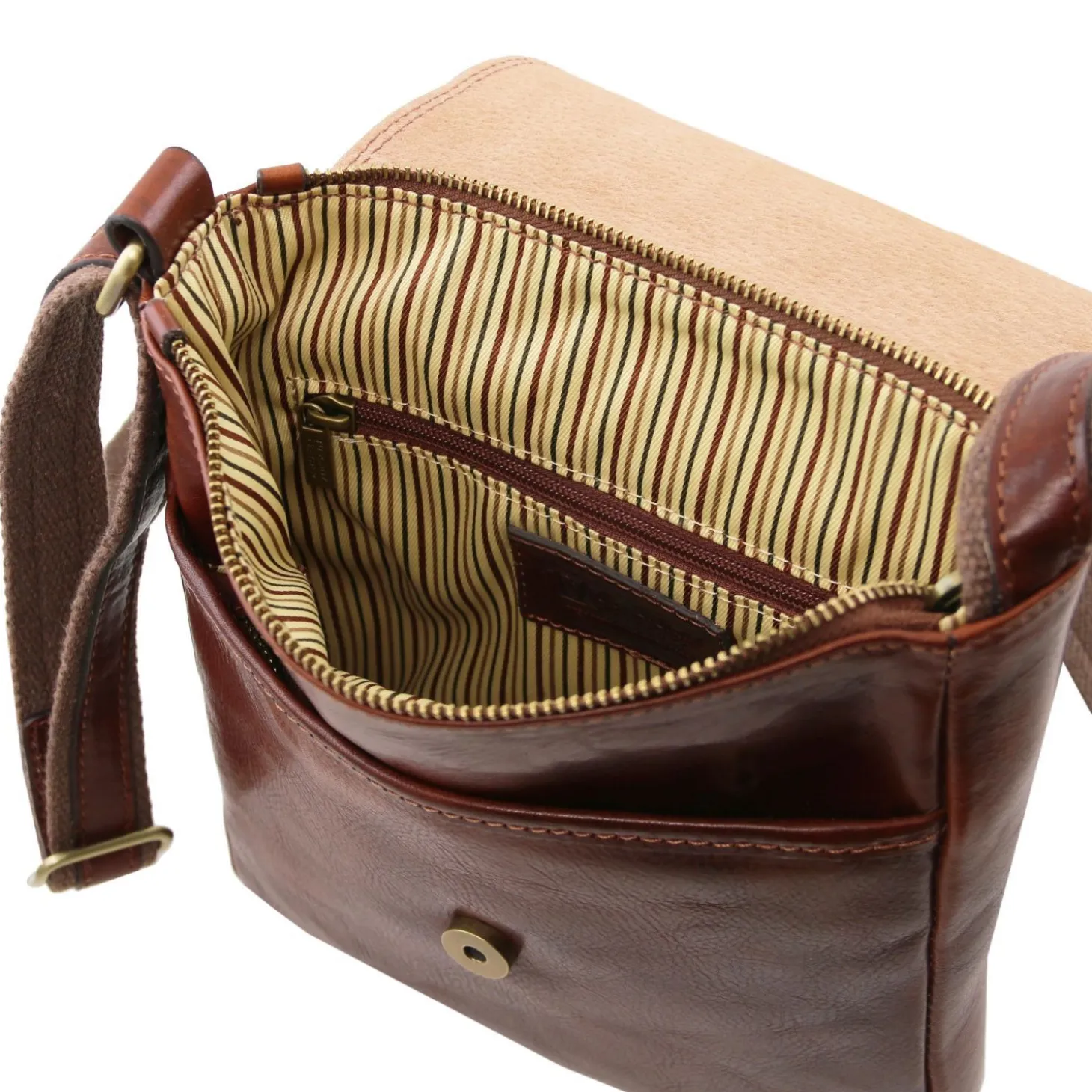 Herrentasche aus Leder mit Reißverschlussfach