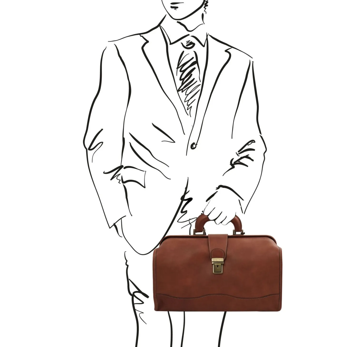 Klassische Doktortasche aus Leder mit Schnalle