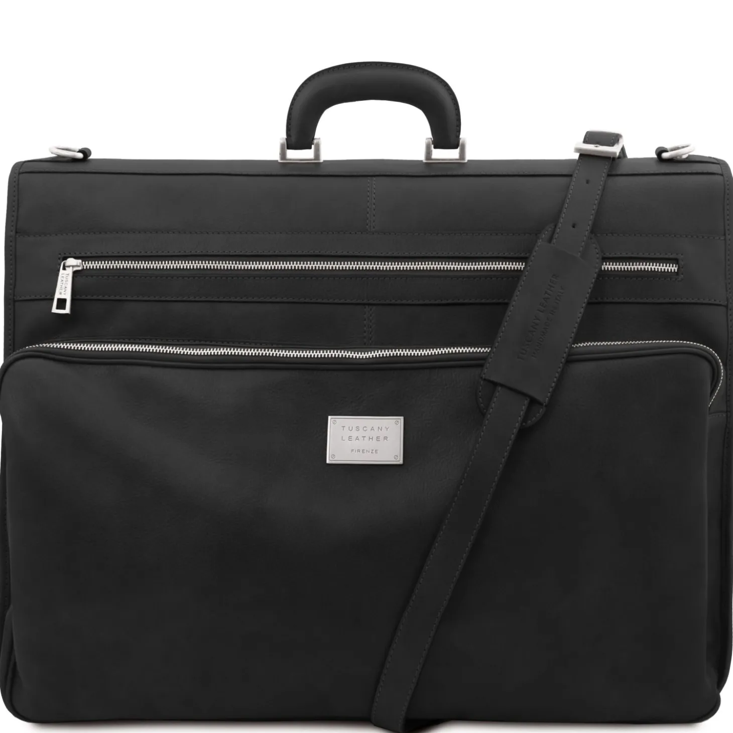 Kleidersack aus Leder mit Grosse Vortasche