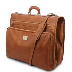 Kleidersack aus Leder mit Grosse Vortasche