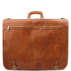 Kleidersack aus Leder mit Grosse Vortasche