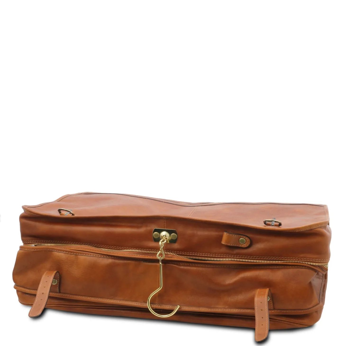 Kleidersack aus Leder mit Grosse Vortasche