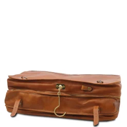 Kleidersack aus Leder mit Grosse Vortasche