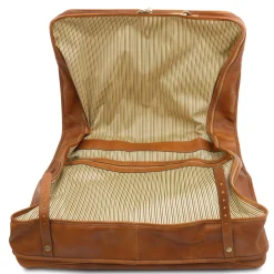Kleidersack aus Leder mit Grosse Vortasche