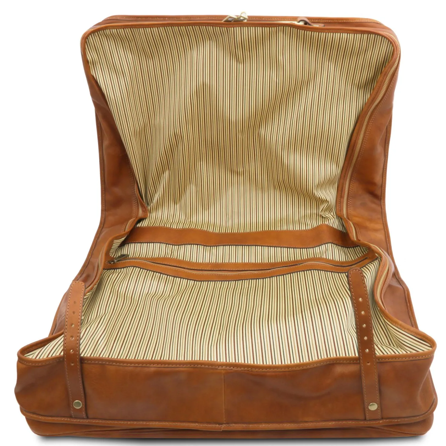 Kleidersack aus Leder mit Grosse Vortasche