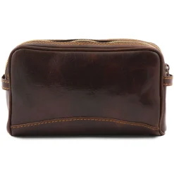 Kulturtasche mit Doppelfach aus Leder