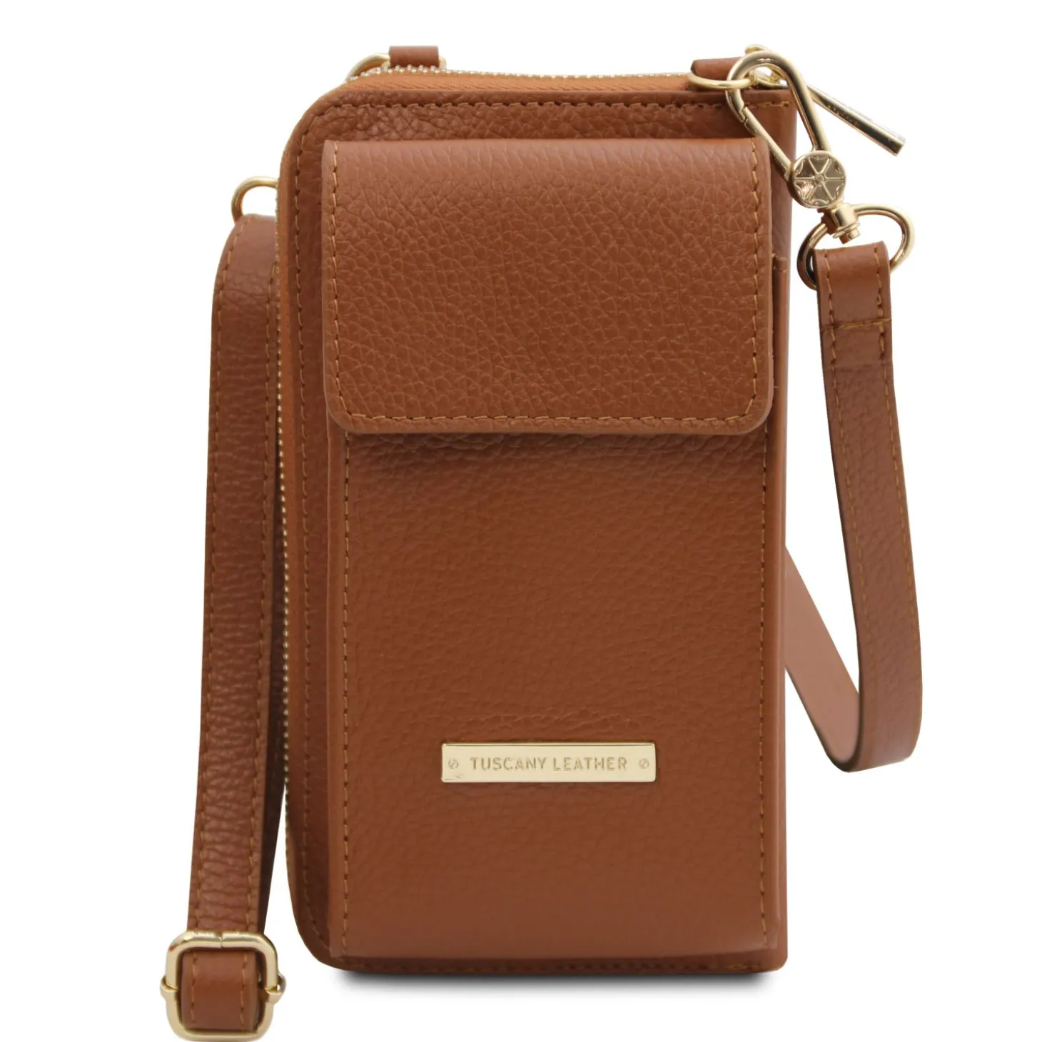 Lederbrieftasche/Handyhalter mit Tragegurt