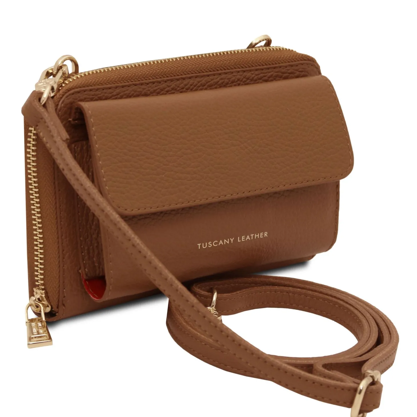 Lederbrieftasche/Handyhalter mit Tragegurt