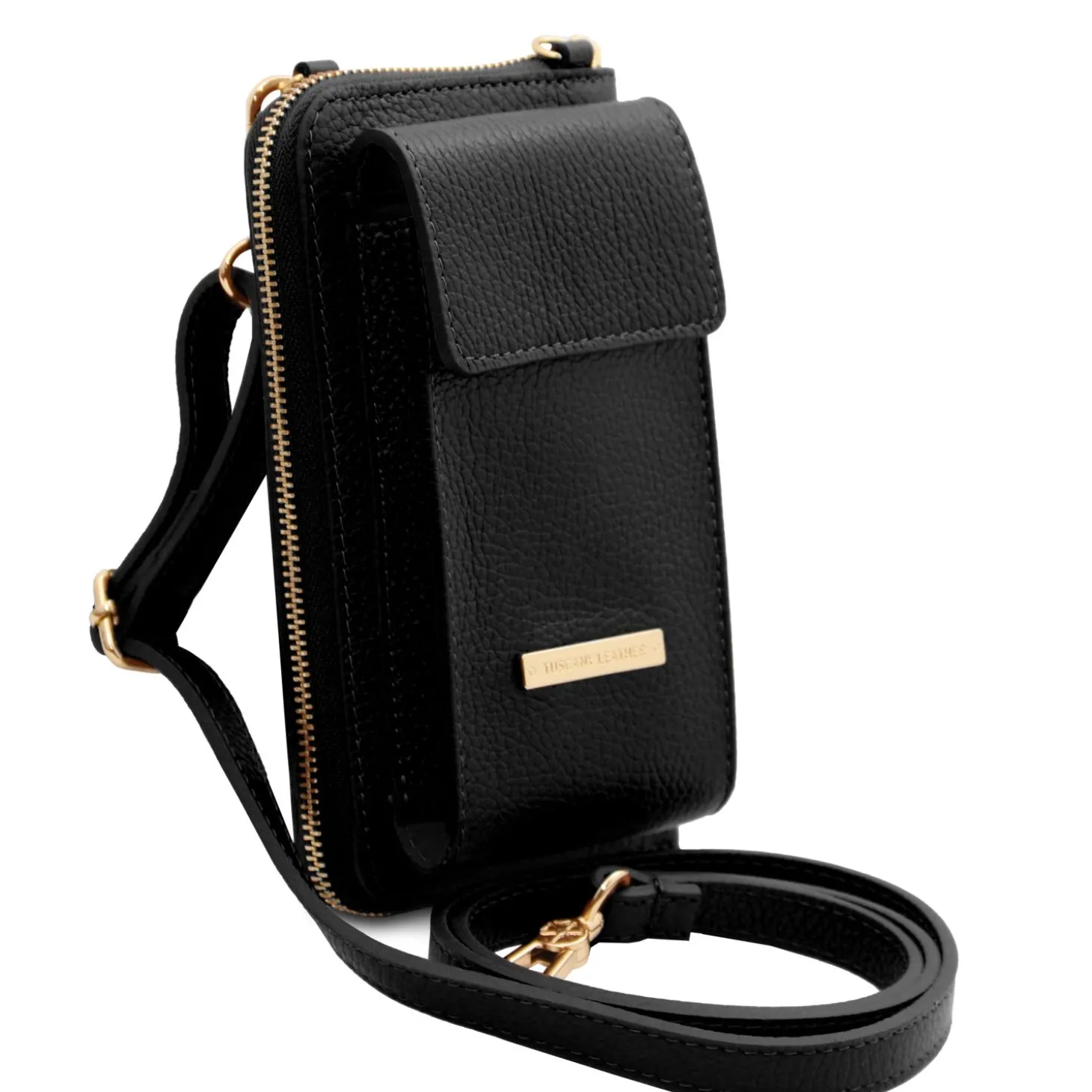 Lederbrieftasche/Handyhalter mit Tragegurt