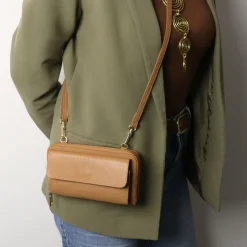 Lederbrieftasche/Handyhalter mit Tragegurt