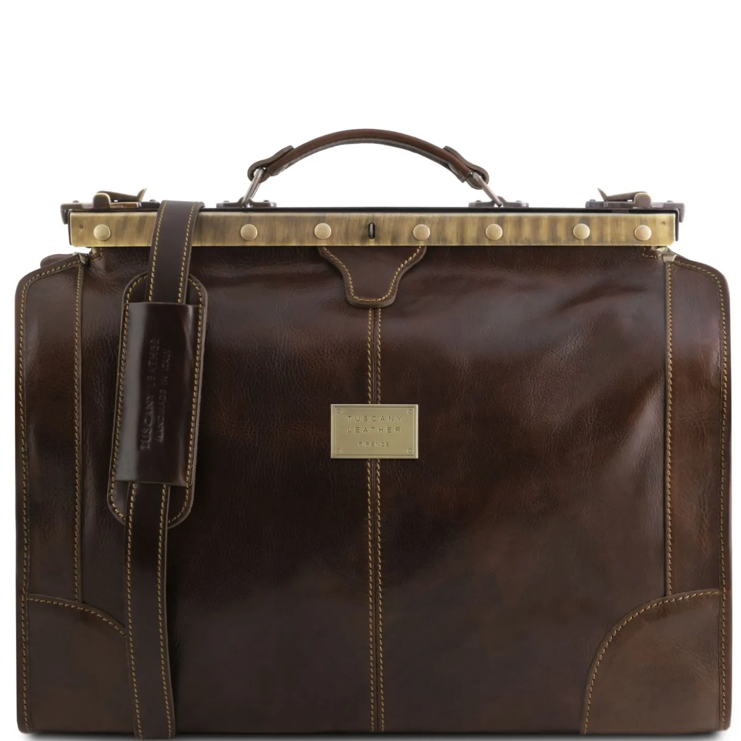 Maulbügelreisetasche aus Leder - Klein