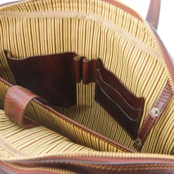 Notebook-Aktentasche aus Leder 2 Fächer mit Vorderfach