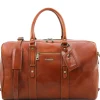 Reisetasche aus Leder mit Vorderfach