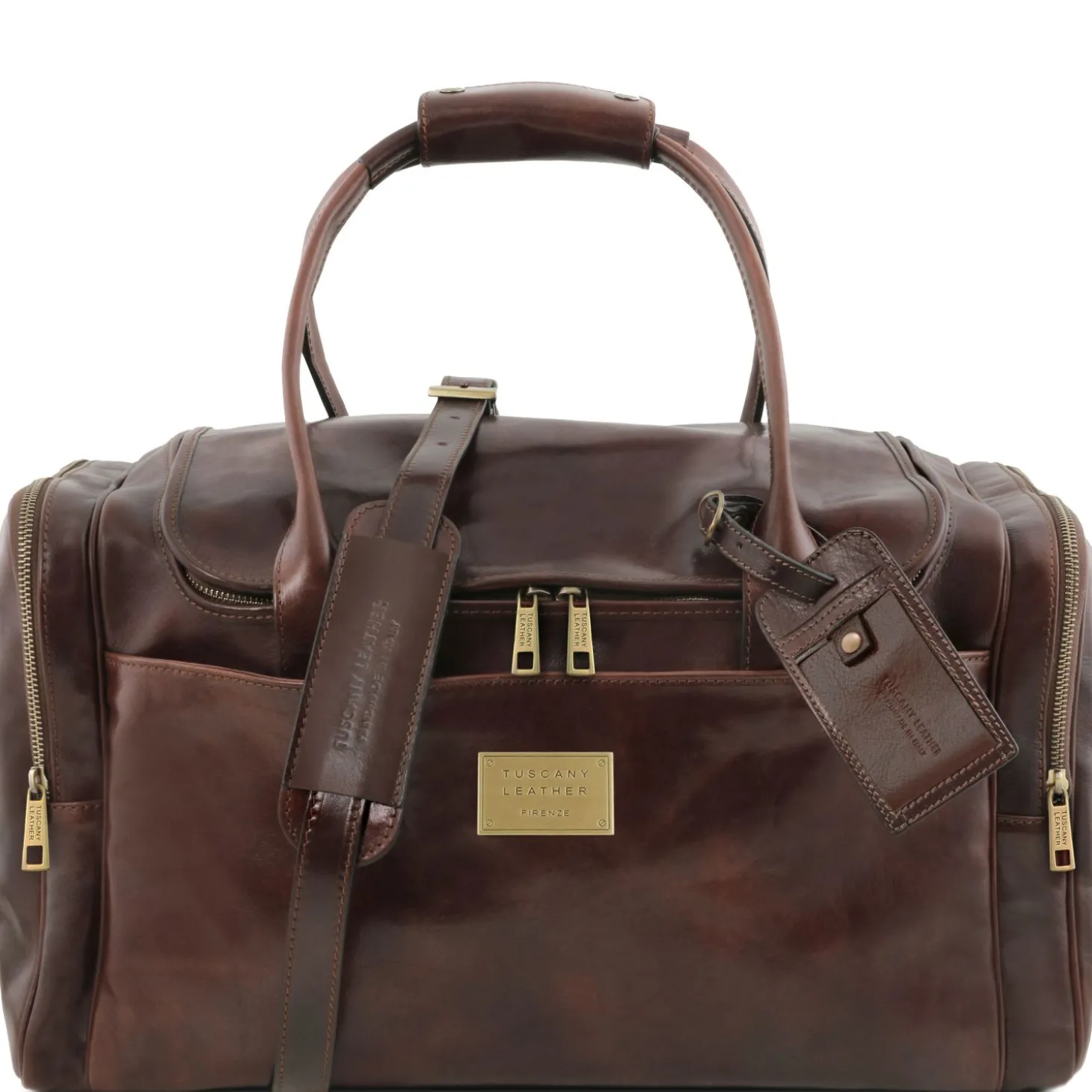 Reisetasche aus Leder mit 2 Reissverschluss - Seitentaschen