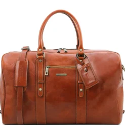 Reisetasche aus Leder mit Vorderfach