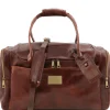 Reisetasche aus Leder mit 2 Reissverschluss - Seitentaschen
