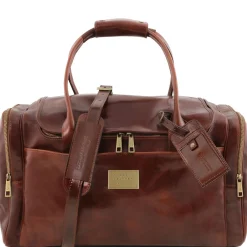 Reisetasche aus Leder mit 2 Reissverschluss - Seitentaschen